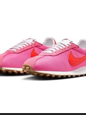 Nike Pink Retro Runner with Bright Orange Swoosh